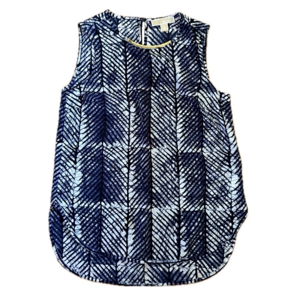 Michael Kors Women’s Navy & White Sleeveless Patterned Top